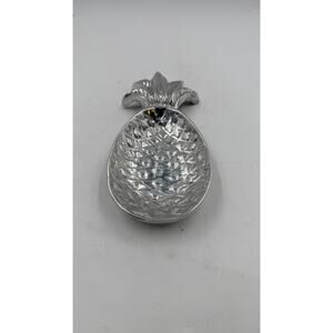 Vintage Pineapple Candy Dish Majolica Mexico 7" × 3.5" BRUSHED Aluminum